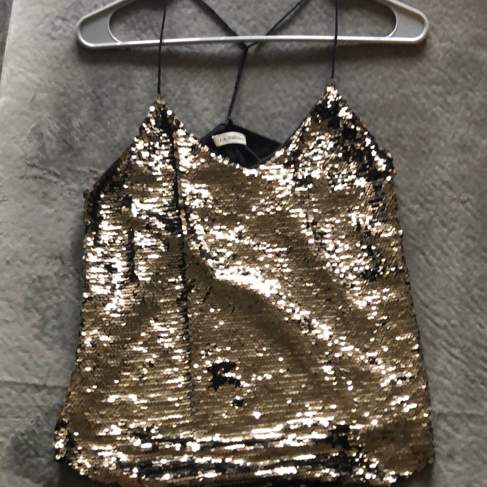 NWT Ulla Johnson Aurelia Blouse Size 2 Sequin Gold